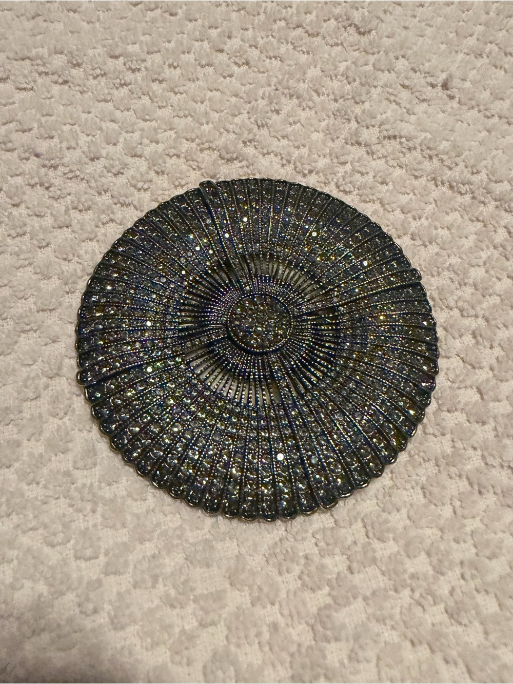 Signed Heidi Daus large crystal pave sunburst statement brooch pin